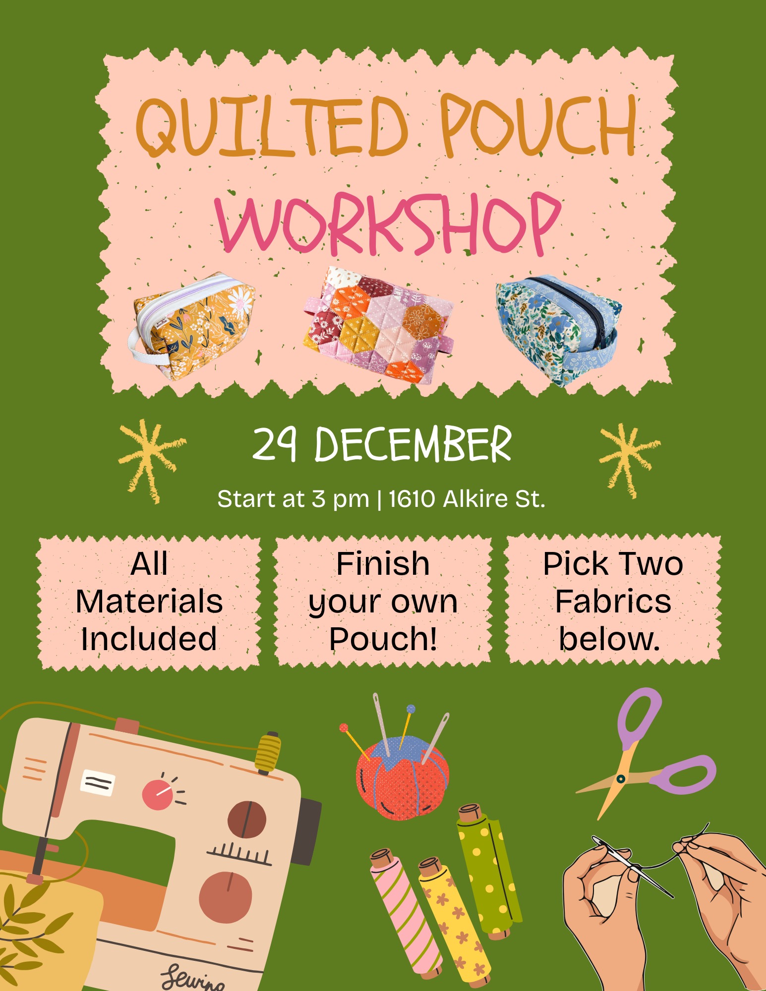 Quilted Pouch Workshop Flyer