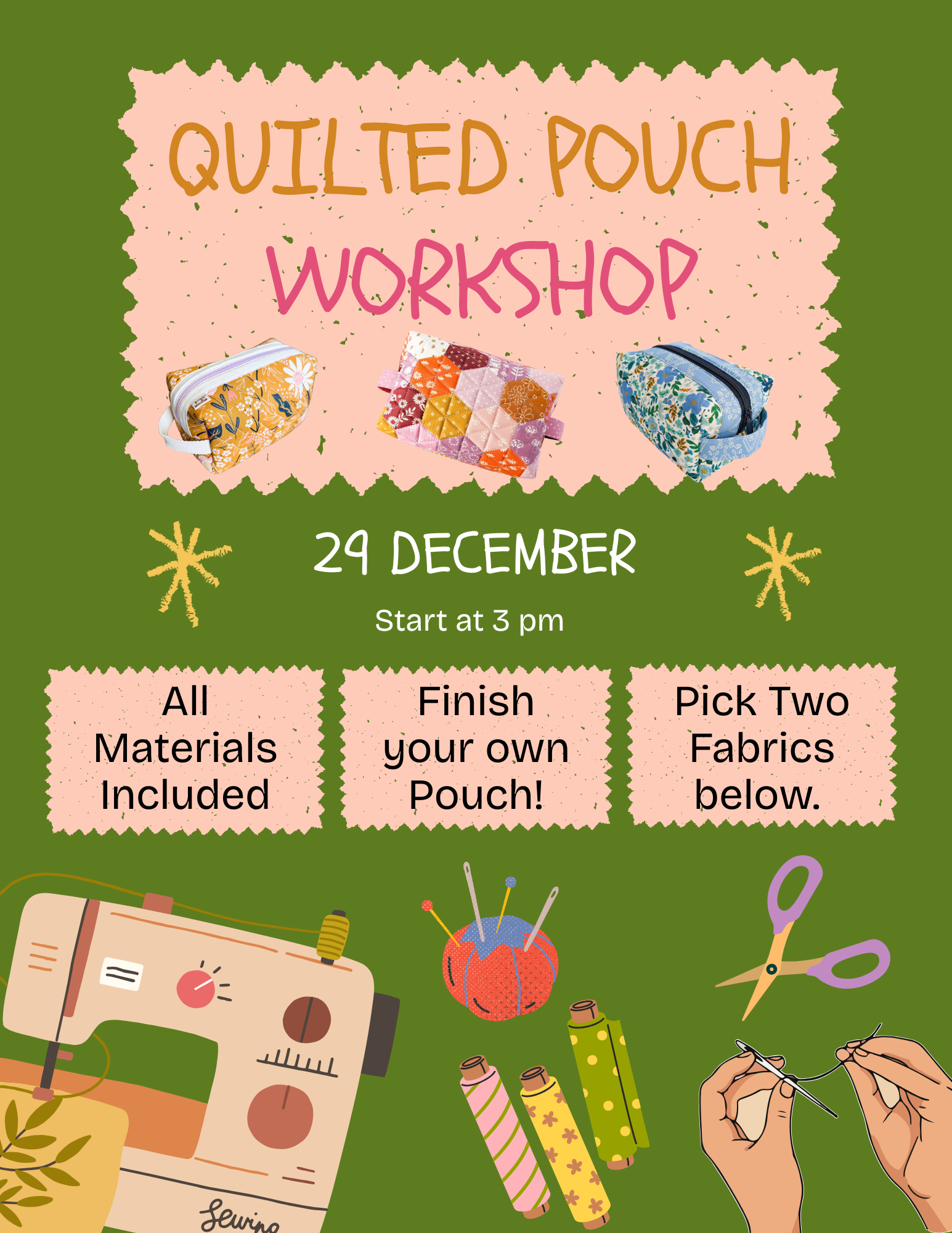 Quilted Pouch Workshop Flyer